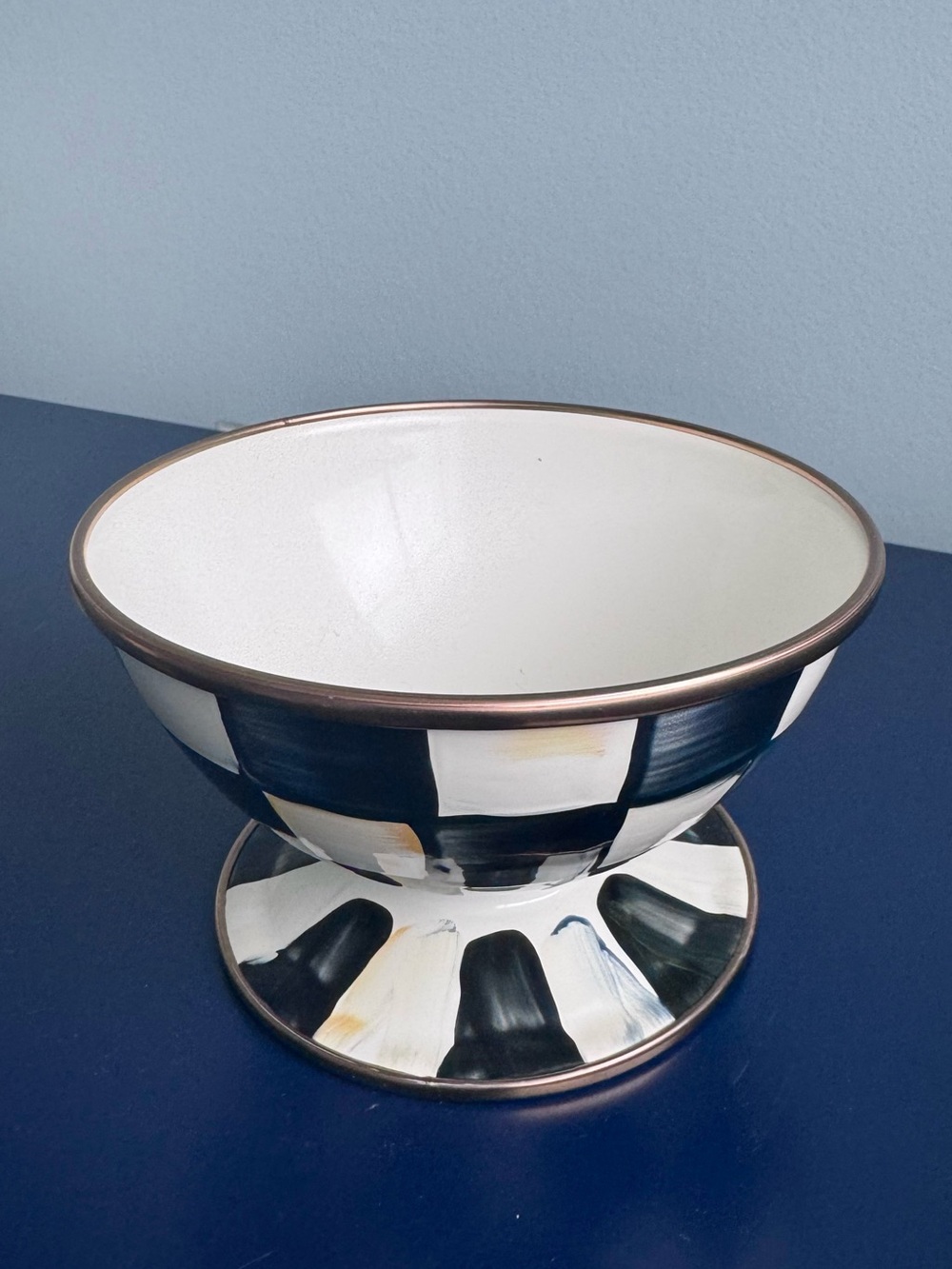 MacKenzie-Childs Ice Cream Bowl / Candy Dish in Courtly Check